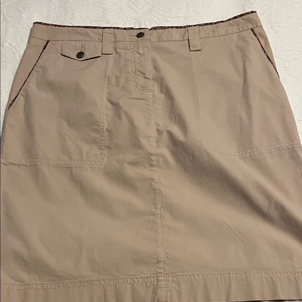Brooks Brothers beige cotton skirt with pattern trim size 10 super cute